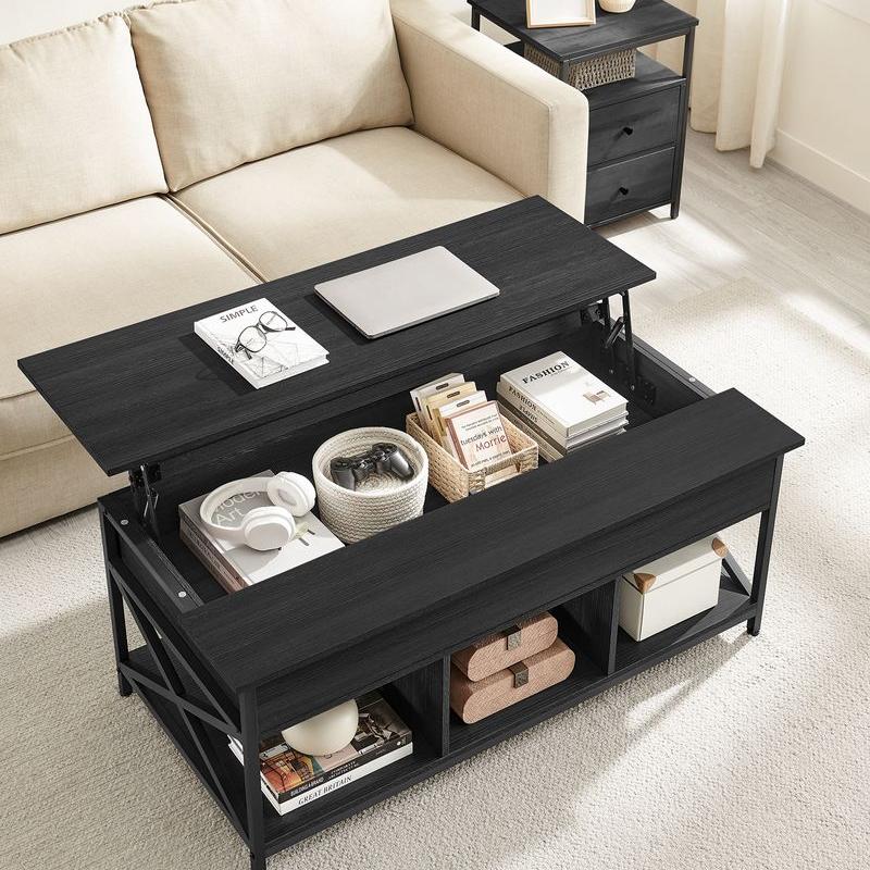 Höhenverstellbarer Couchtisch, Beistelltisch, Wohnzimmer, Sofa, versteckter Stauraum, LC-T205W46