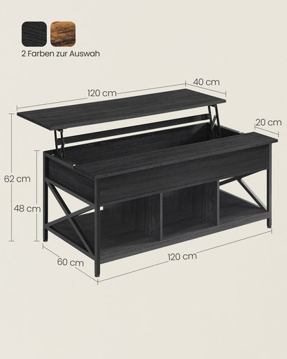 Höhenverstellbarer Couchtisch, Beistelltisch, Wohnzimmer, Sofa, versteckter Stauraum, LC-T205W46