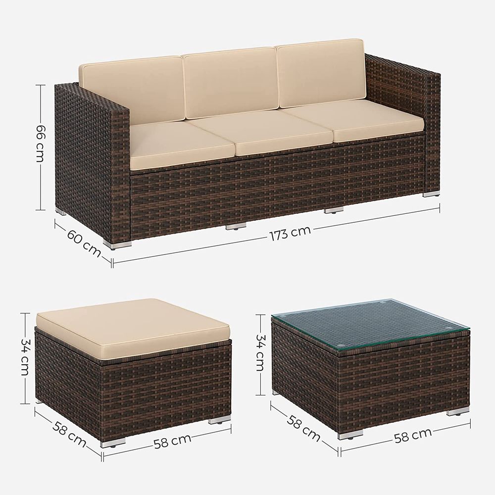 Gartenterrasse Eck-Dreisitzer-Sofa mit Couchtisch Balkon Wohnzimmer GGF-005K03
