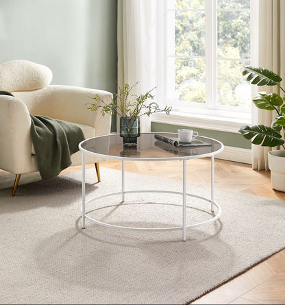 Runder Couchtisch aus Glas, moderner schwarzer Wohnzimmer-Sofatisch LG-T021B01