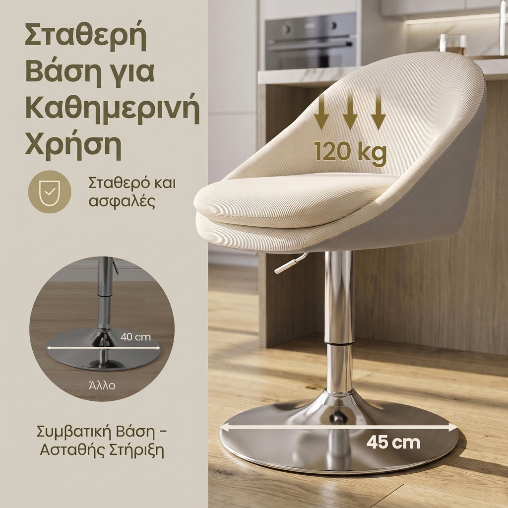 Περιστρεφόμενη Καρέκλα Γραφείου 360° με Ψηλή Πλάτη 50 x 54εκ   Ρυθμιζόμενο Ύψος 43–55 εκ. και Αφαιρούμενο Κάλυμμα Μπεζ   LJ-BB35100L101