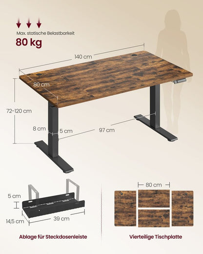 Γραφείο Ρυθμιζόμενου Ύψους Ηλεκτρικό 140x80 εκ ΝΕΑ ΦΑΡΔΥΤΕΡΑ σε 3 Χρωματισμούς LS-D144KD02