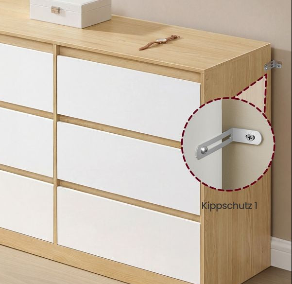 Συρταριέρα με 6 Συρτάρια Δρυς με Λευκό 119,5x40x75 εκ LTS-616YJ01