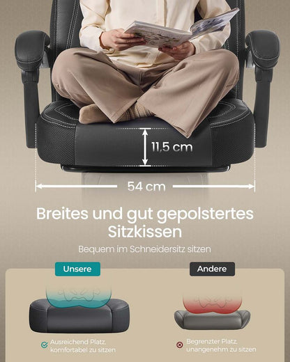 Bürostühle Sessel Gaming Computerstuhl mit Kopfstütze und Fußhocker Schwarz Rot OB-G77BR