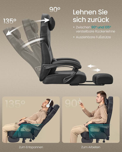 Bürostühle Sessel Gaming Computerstuhl mit Kopfstütze und Fußhocker Schwarz Rot OB-G77BR