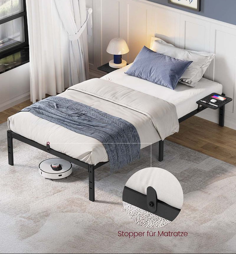 Schlafzimmer-Doppelbett mit Metallrahmen und Nachttischen 190 x 140 cm RM-B093B01