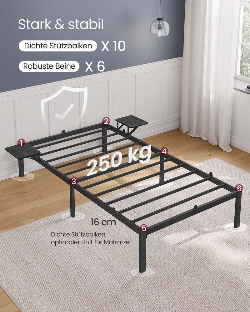 Schlafzimmer-Doppelbett mit Metallrahmen und Nachttischen 190 x 140 cm RM-B093B01