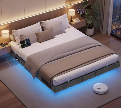 Επενδυμένο Κρεβάτι 160x200 με LED Φωτισμό, Πρίζες Φόρτισης & Μαλακή Επένδυση RMB-B35165G101