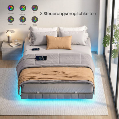 Επενδυμένο Κρεβάτι 160x200 με LED Φωτισμό, Πρίζες Φόρτισης & Μαλακή Επένδυση RMB-B35165G101
