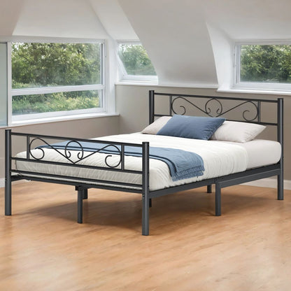 Metall-Doppelbett mit schwarzem Rahmen RM-B063B01
