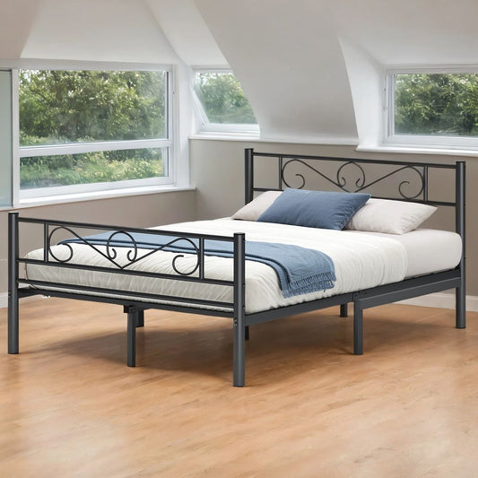 Metal Double Bed Black Frame RM-B063B01