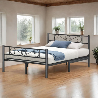 Metall-Doppelbett mit schwarzem Rahmen RM-B063B01