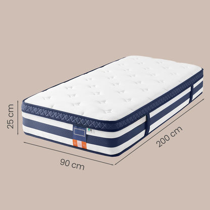 Στρώμα 7 Ζωνών με Ελατήρια Pocket Springs και Αφρό Μνήμης Gel Μεσαίο Σκληρό (H3) 90 x 200 x 25 εκ RMZ-B35232Q101