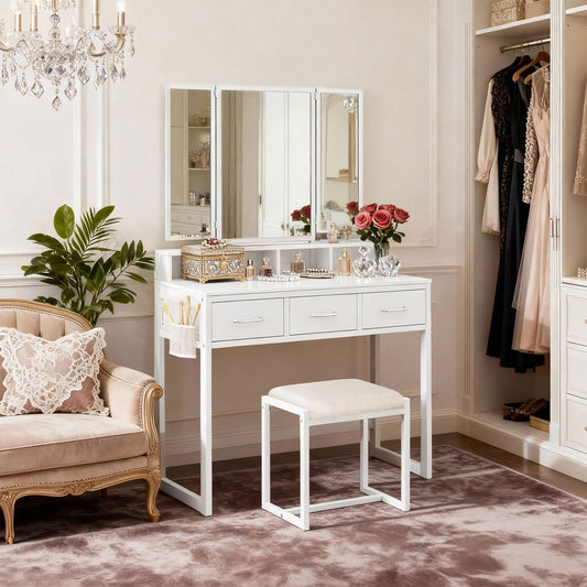 Dressing Table with Mirror Stool Bedroom Toilet RV-T004W14