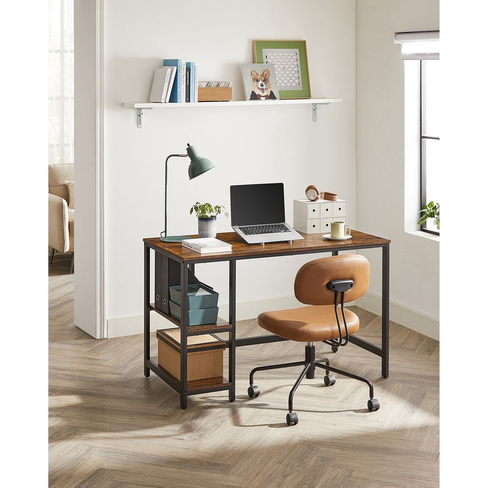 Computertisch Arbeitstisch Tisch mit 2 Ablagen für Büro Wohnzimmer Industriedesign Grau LW-D47MB