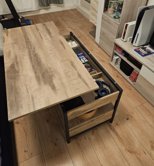 Höhenverstellbarer Couchtisch mit Schubladen braun schwarz LC-T209K01