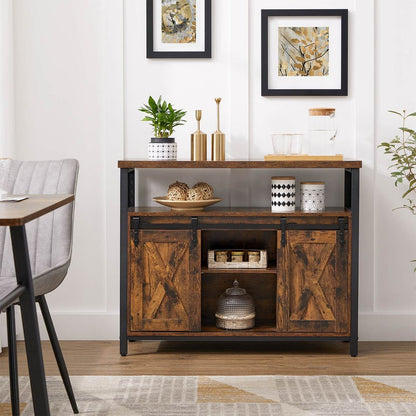 Buffet Cabinet Console TV Cabinet with 2 Sliding Doors Industrial for living room vintage brown LS-C092B01