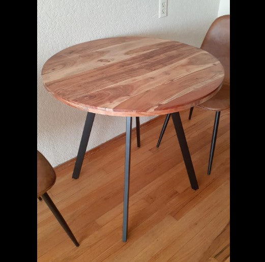 Runder Massivholz-Esstisch Küchentisch mit Metallbeinen 1320483