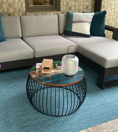 Living Room Table Handmade Side Table Round Recycled Wood 1243300