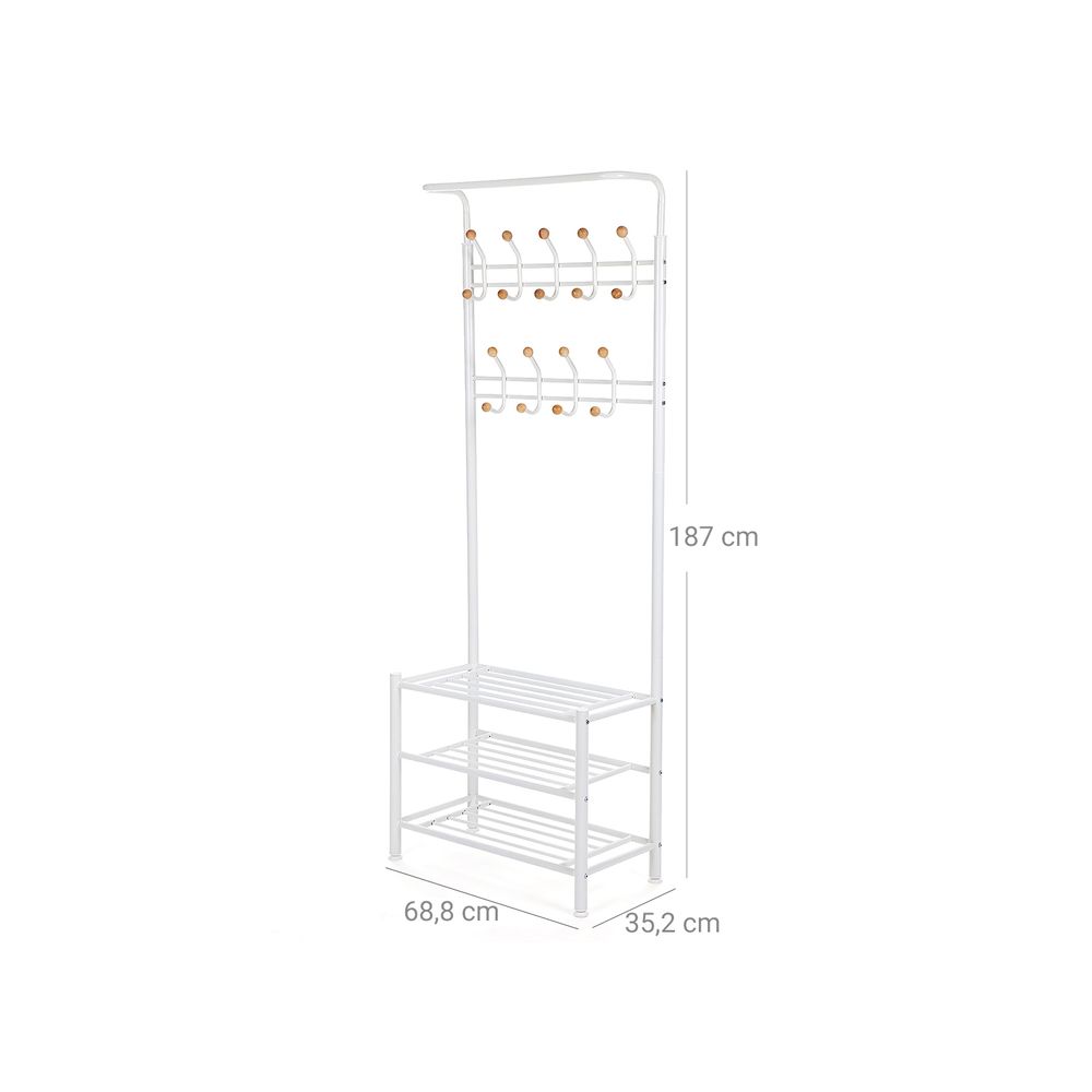 Eingangsmöbel, Kleiderbügel, Garderobenständer, weißer Kleiderschrank aus massivem Metall, HS-R04W