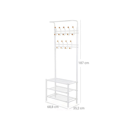 Eingangsmöbel, Kleiderbügel, Garderobenständer, weißer Kleiderschrank aus massivem Metall, HS-R04W