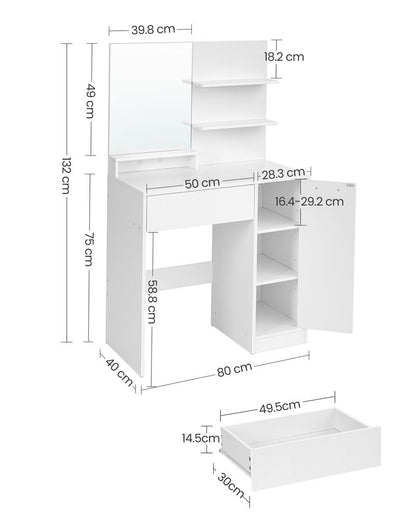 Dressing Table Makeup Dressing Table Bedroom Toilet Mirror Cabinet White B34-RDT119W01