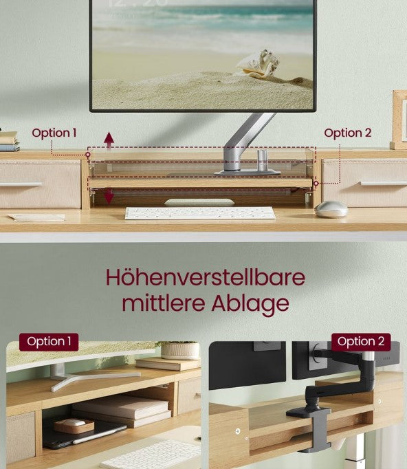Elektrischer Schreibtisch, höhenverstellbar von 72–120 cm, mit LED-Beleuchtung LS-D182N01