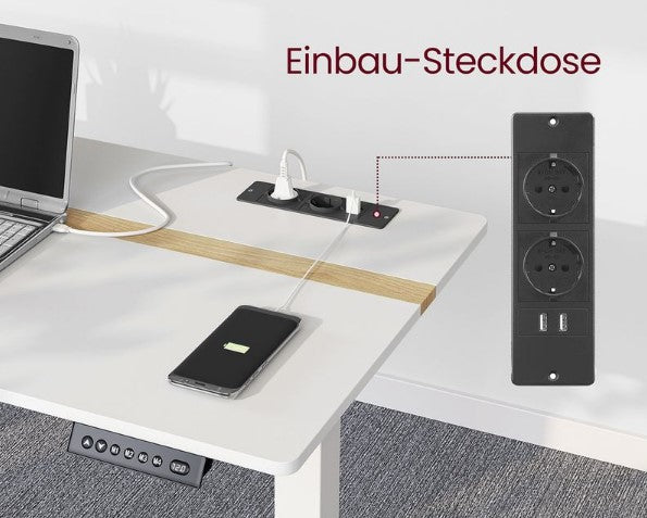 Höhenverstellbarer elektrischer Schreibtisch weiß 60 x 140 cm LS-D114W01 
