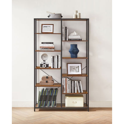 Großes Bücherregal für Wohnzimmer, Schreibtisch, Vintage-Braun LL-S155B01