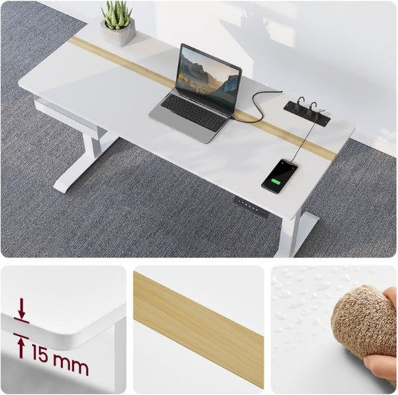 Höhenverstellbarer elektrischer Schreibtisch weiß 60 x 140 cm LS-D114W01 