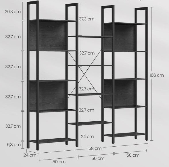 Large Bookshelf for Living Room Office Black LL-S107B56