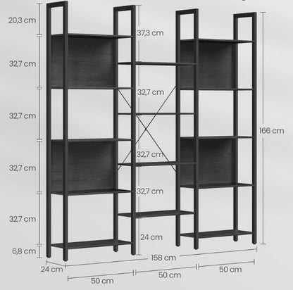 Large Bookshelf for Living Room Office Black LL-S107B56