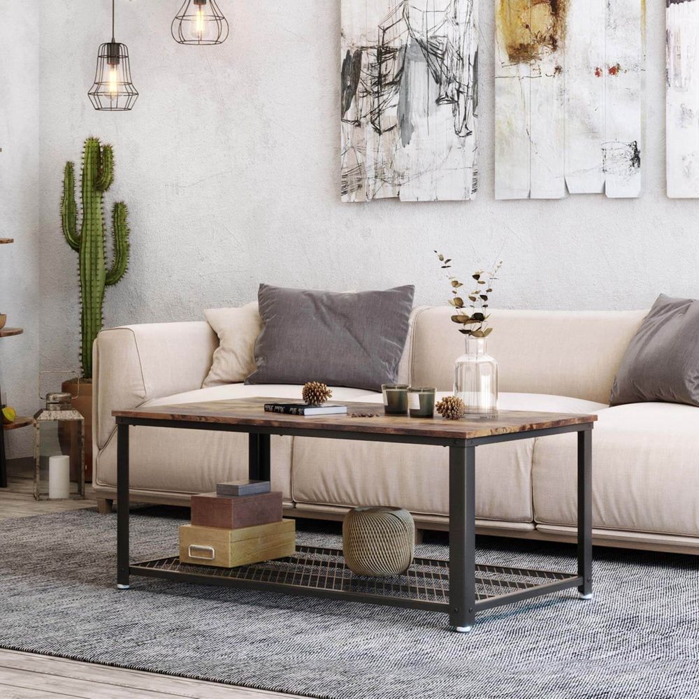 Coffee Table Living Room Side Table Vintage Dark Brown LC-T61X