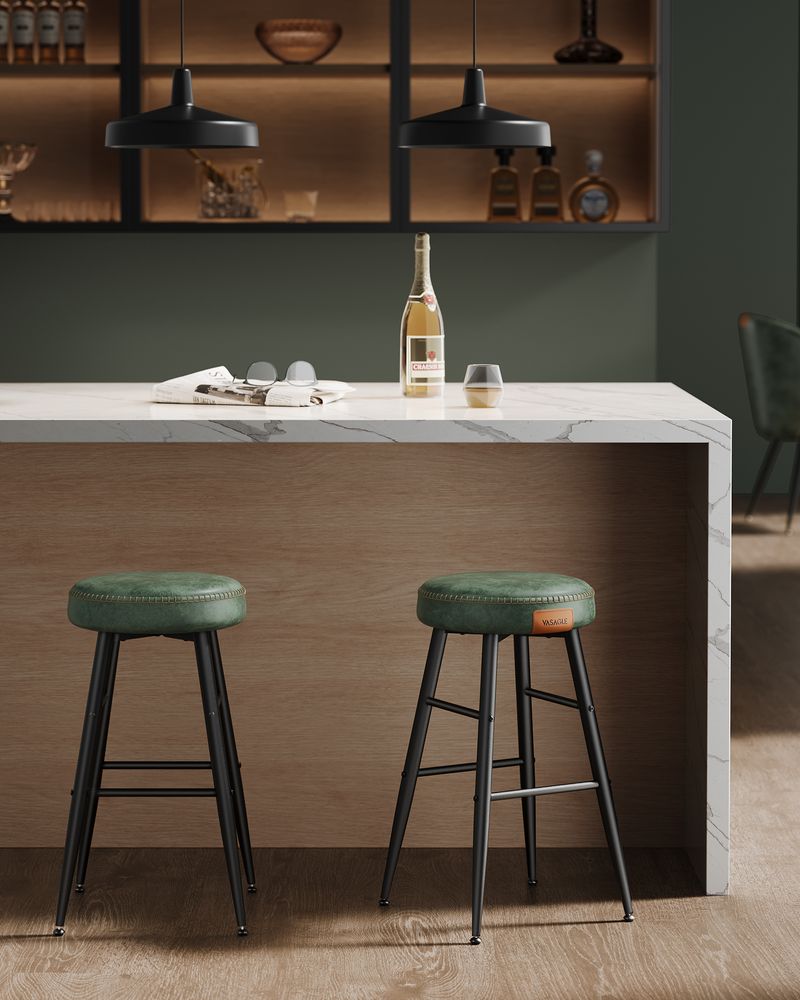 Kitchen Pass Stool Set of 4 Half Stool 63cm Bar EKHO Leather Retro Style LB-C280K01 