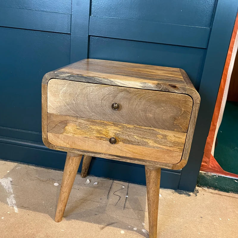 Side Table Side Table Solid Oak Wood With Drawers Scandinavian Style IN711