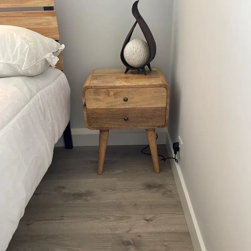 Side Table Side Table Solid Oak Wood With Drawers Scandinavian Style IN711