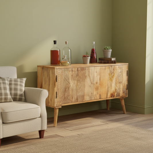 Niedriges Sideboard 120 x 30 x 60 cm Massivholz 1246145
