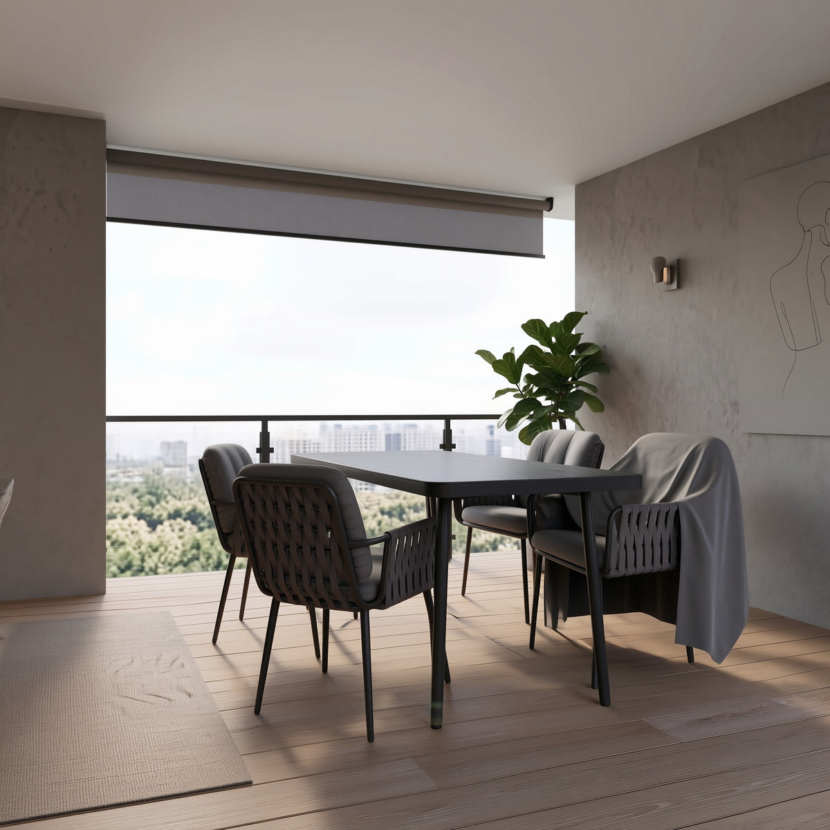 Σετ Τραπεζαρίας Κήπου με Καρέκλες Rope Τραπέζι Tempered Glass & Μεταλλικός Σκελετός 140x80x75 εκ. POS-163053229