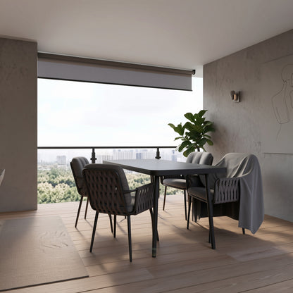 Σετ Τραπεζαρίας Κήπου με Καρέκλες Rope Τραπέζι Tempered Glass & Μεταλλικός Σκελετός 140x80x75 εκ. POS-163053229