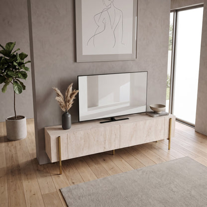 Έπιπλο Τηλεόρασης TV Βάση Σύνθεση 180x45x30 εκ Travertine Χρυσό | 993NRD1108