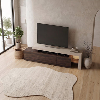 Έπιπλο Τηλεόρασης TV Βάση Σύνθεση με LED Φωτισμό 192x37x53 εκ Travertine Καρυδί | 382NRC2532
