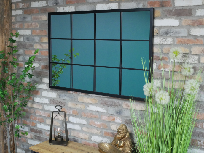 Hanging Mirror Metal Decorative Wall Mirror Industrial 1342207 
