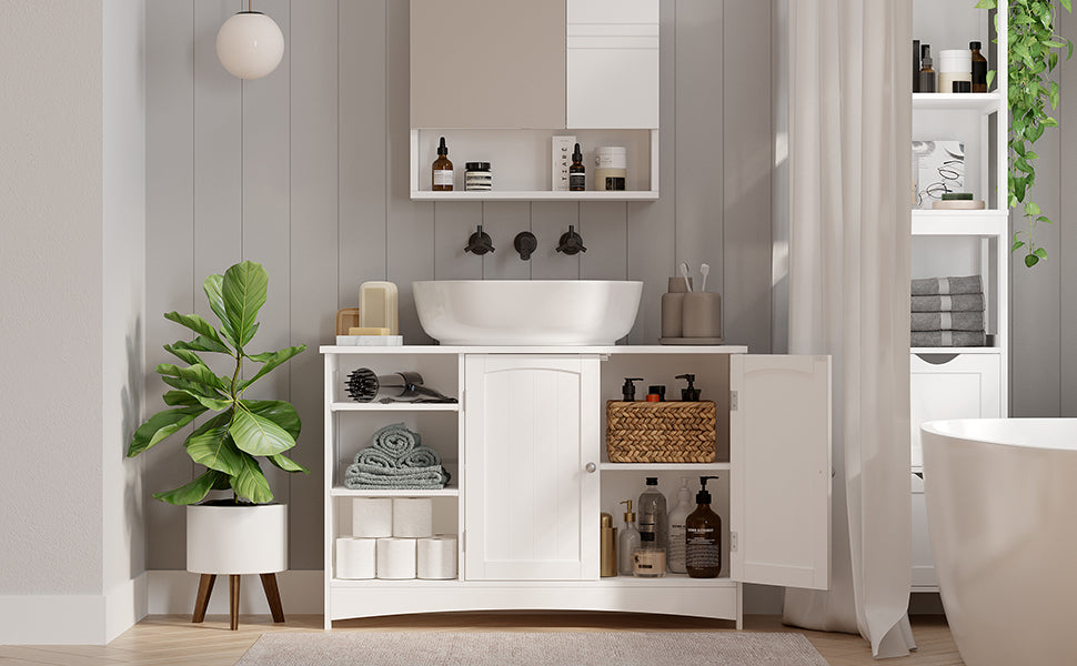 Großer Badezimmerschrank Weißer Waschbeckenboden BB-C410P31 