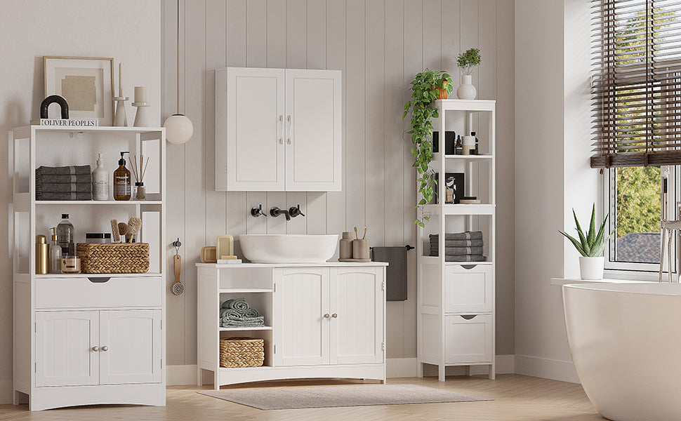 Großer Badezimmerschrank Weißer Waschbeckenboden BB-C410P31 