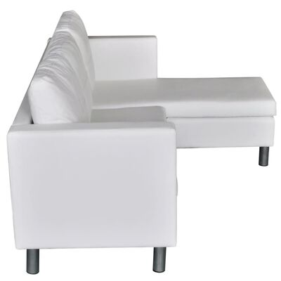 3 Seater Sofa Corner Office Living Room with Cushions Synthetic Leather White 1241980
