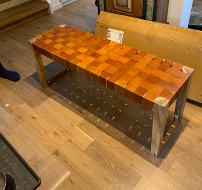 Sitzbank Innendekoration Schlafzimmer Eingang Foyer Holz Leder 1321834