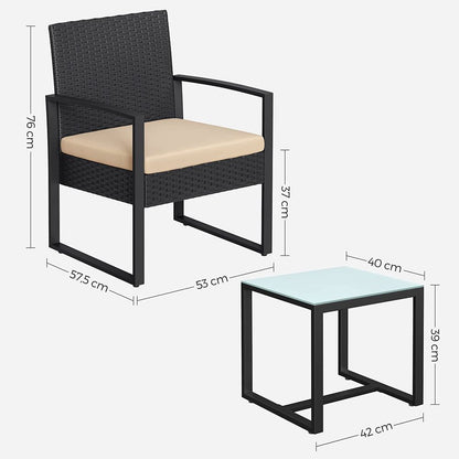 Wohnzimmer Veranda Gartenmöbel Balkon Stühle Set 3 Stück GG-F010M05