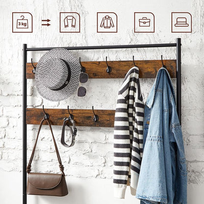 Entrance Furniture Coat Stand Clothes Hanger Closet Wardrobe Shoe Rack for Corridor Vintage Brown HS-R410B01